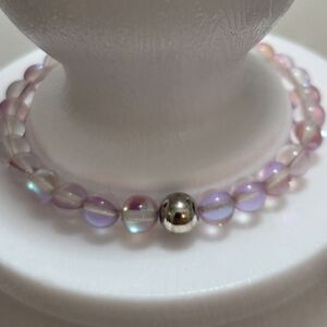Nogu pink mermaid glass bracelet 7.8" circumference.